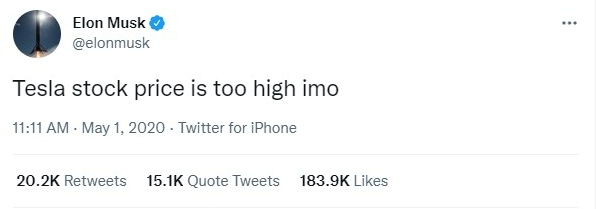Stock price too high tweet
