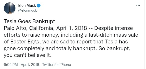 April Fool's tweet