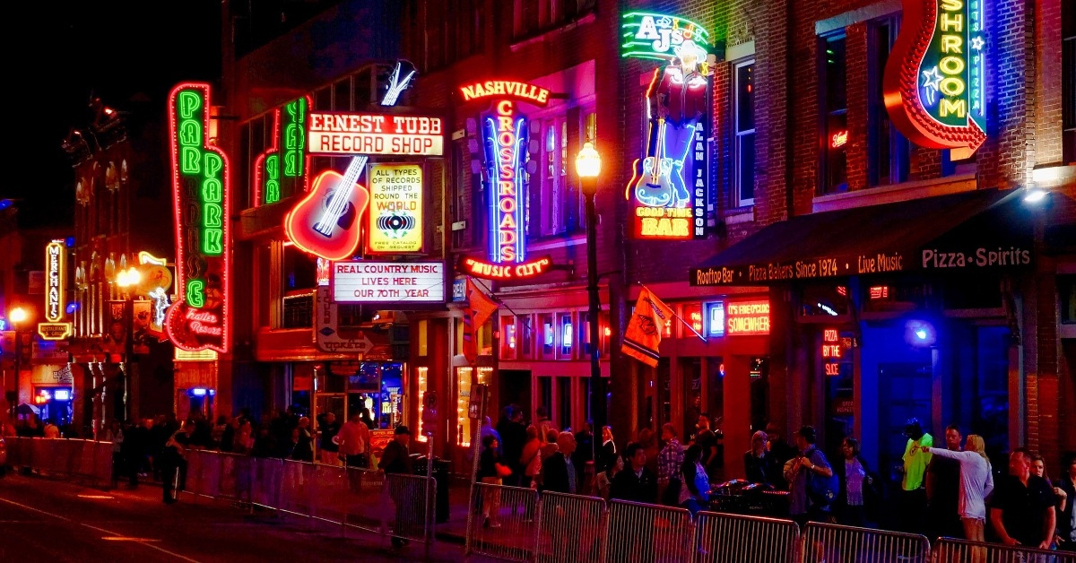 illuminated city at night