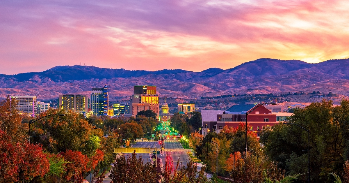 Downton Boise at sunset