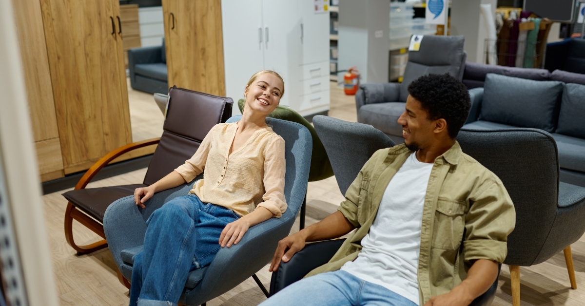 Couple in a furniture store
