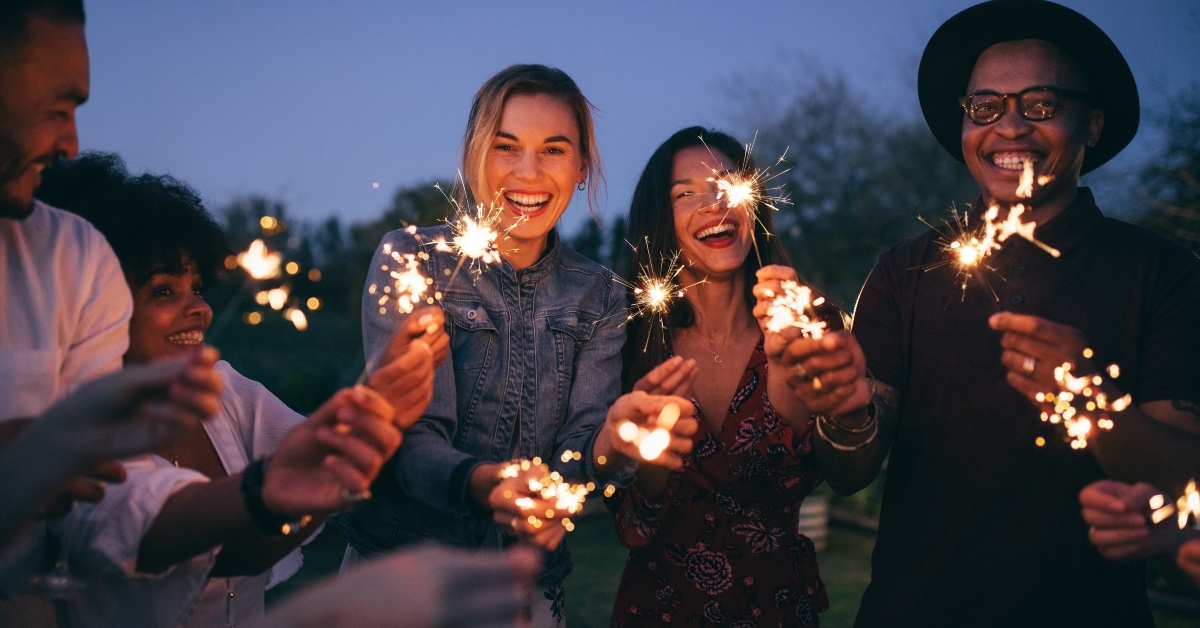 Group using sparklers