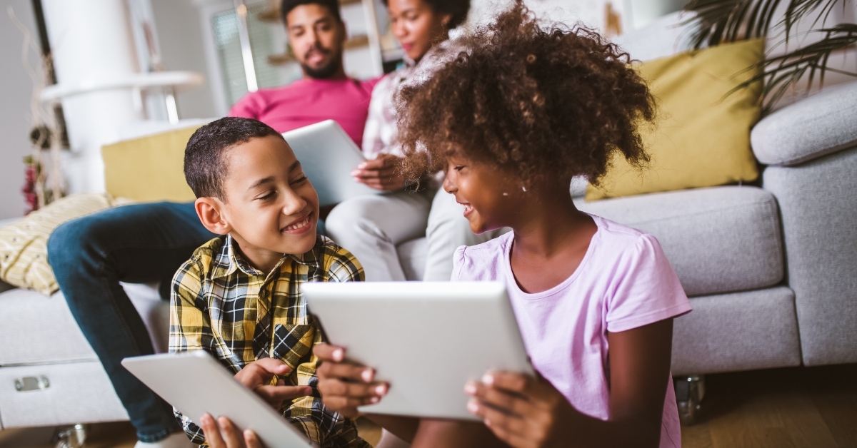 Kids using tablets
