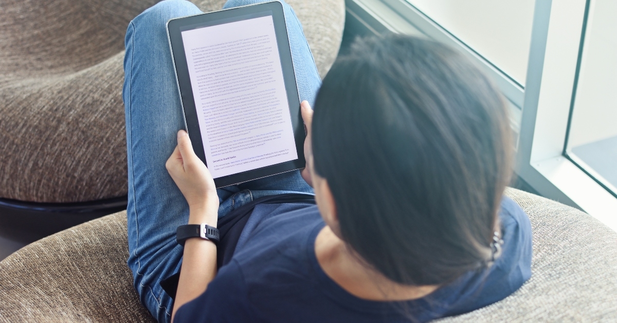 Woman reading e-book