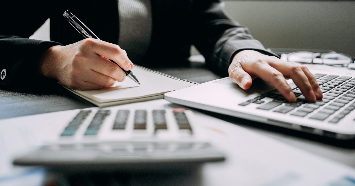 accountant working on laptop computer