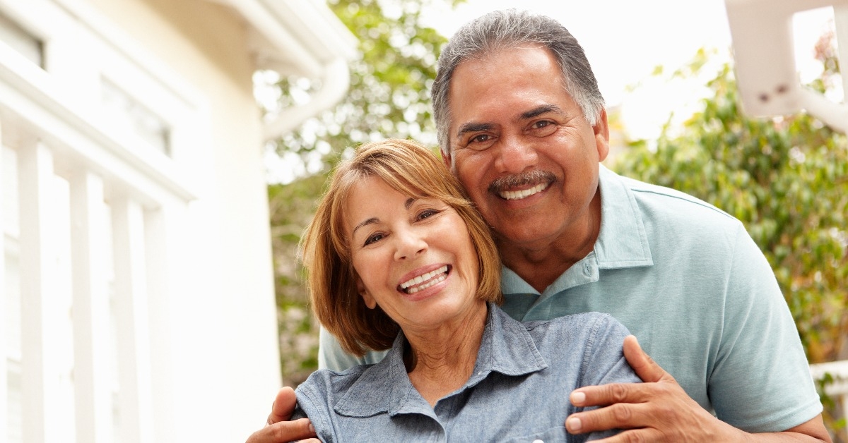 senior couple relaxing in garden
