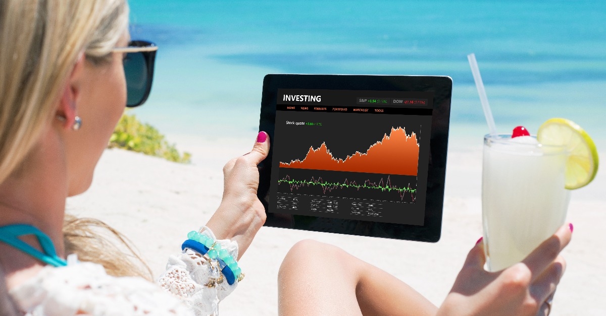 woman monitoring her stock investments