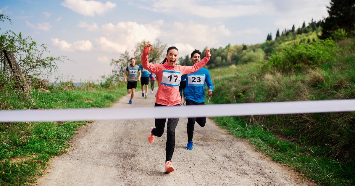 people running a race competition in nature