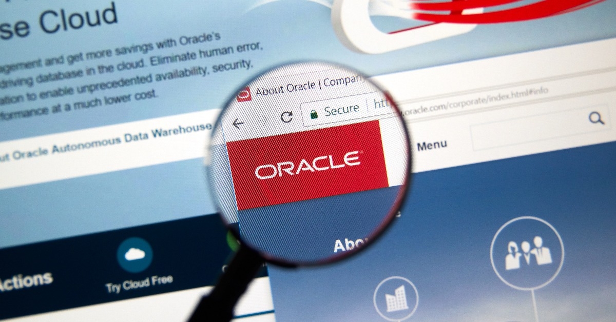 Oracle home page under magnifying glass