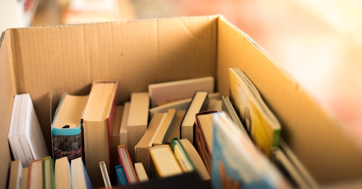 books inside a box
