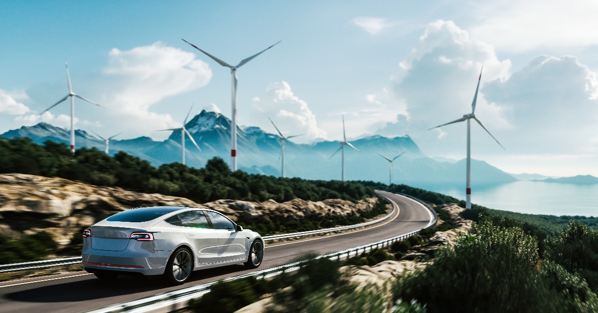 Electric car drive on the wind turbines 