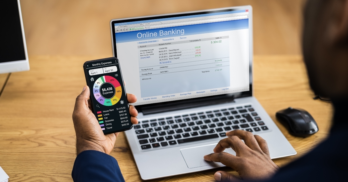 online banking on a laptop