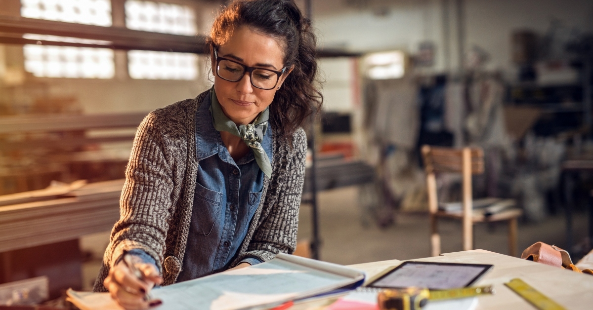Woman working in a studio