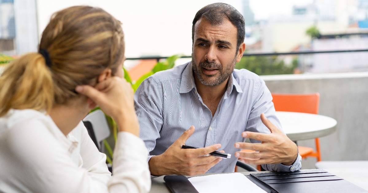 businesswoman consulting financial advisor