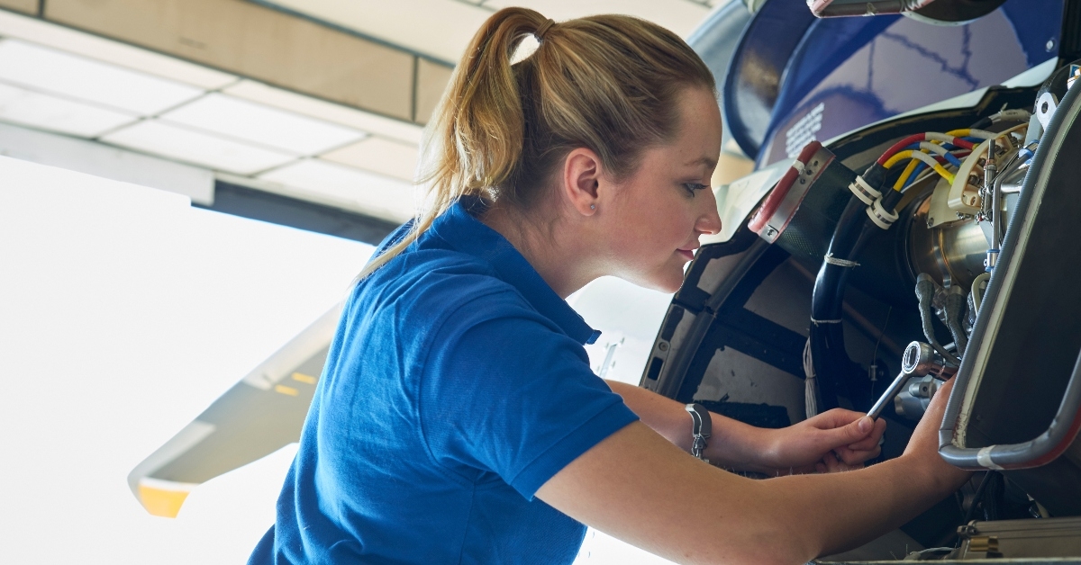 Aerospace engineer working on plane
