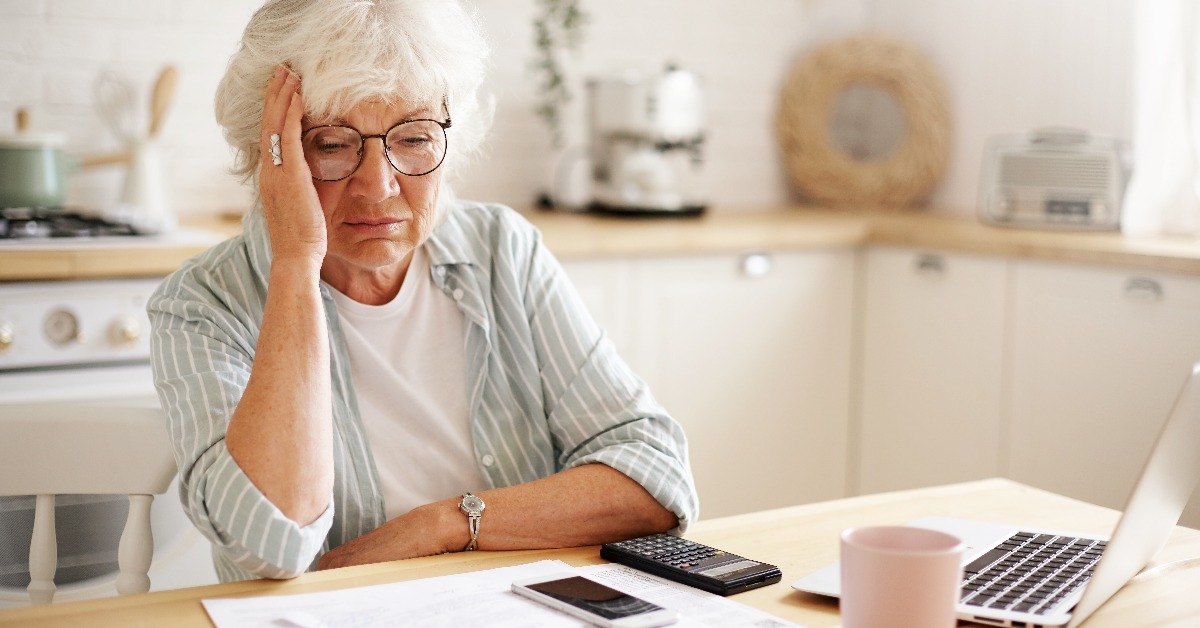 senior woman pensioner having depressed look