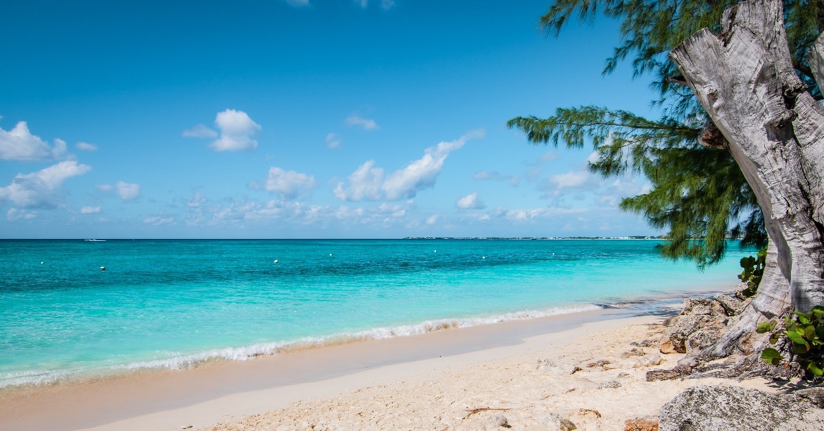 Seven Mile Beach with white sandy beach