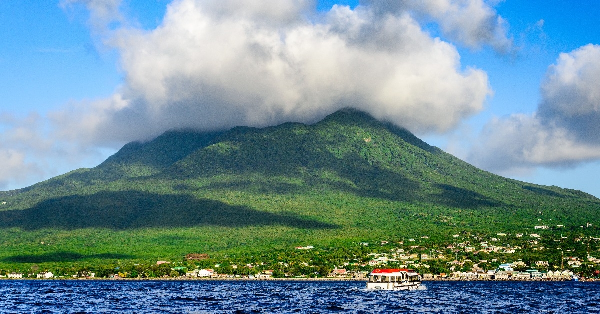 The Nevis Volcano at Saint Kitts and Nevis in the Caribbean