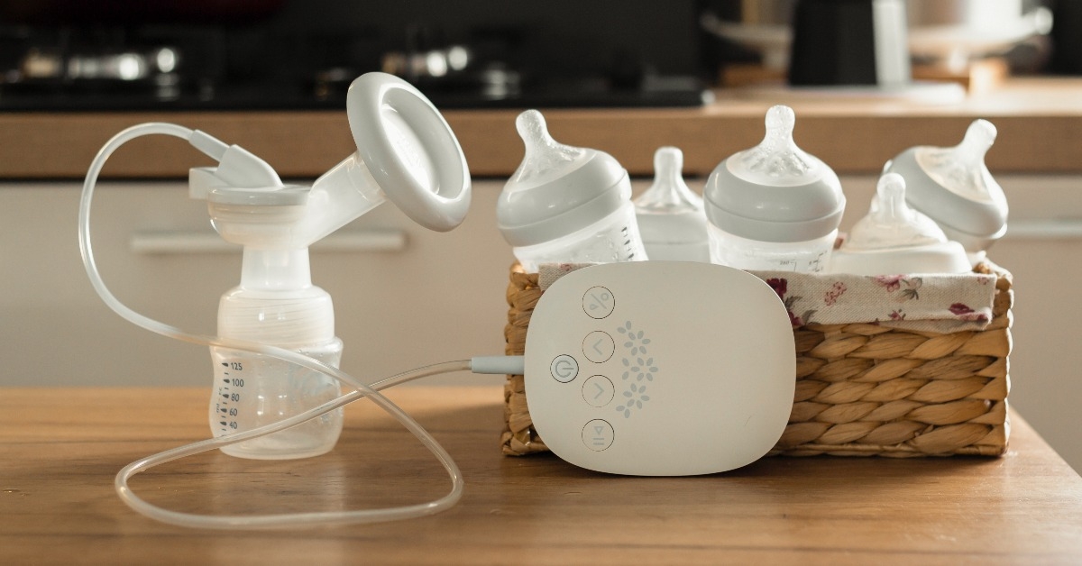 electric breast pump and bottles