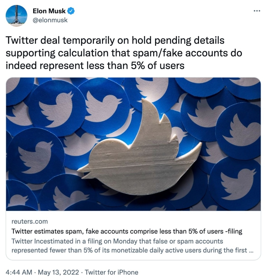 Elon Musk not buying Twitter tweet 