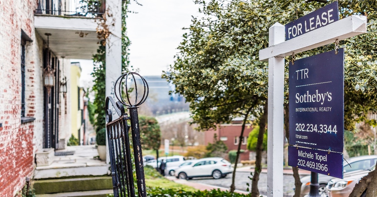 Sotheby's for lease property sign in Georgetown neighborhood