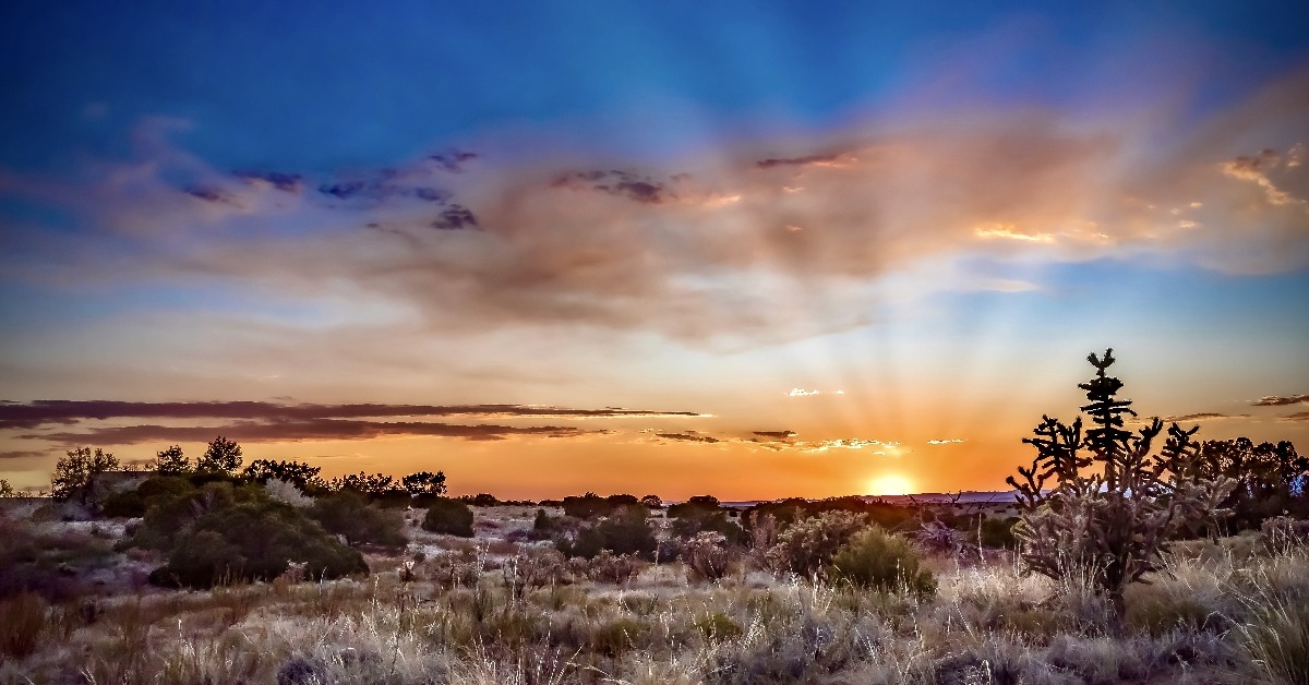 beautiful sunset over a field in Santa Fe New Mexico