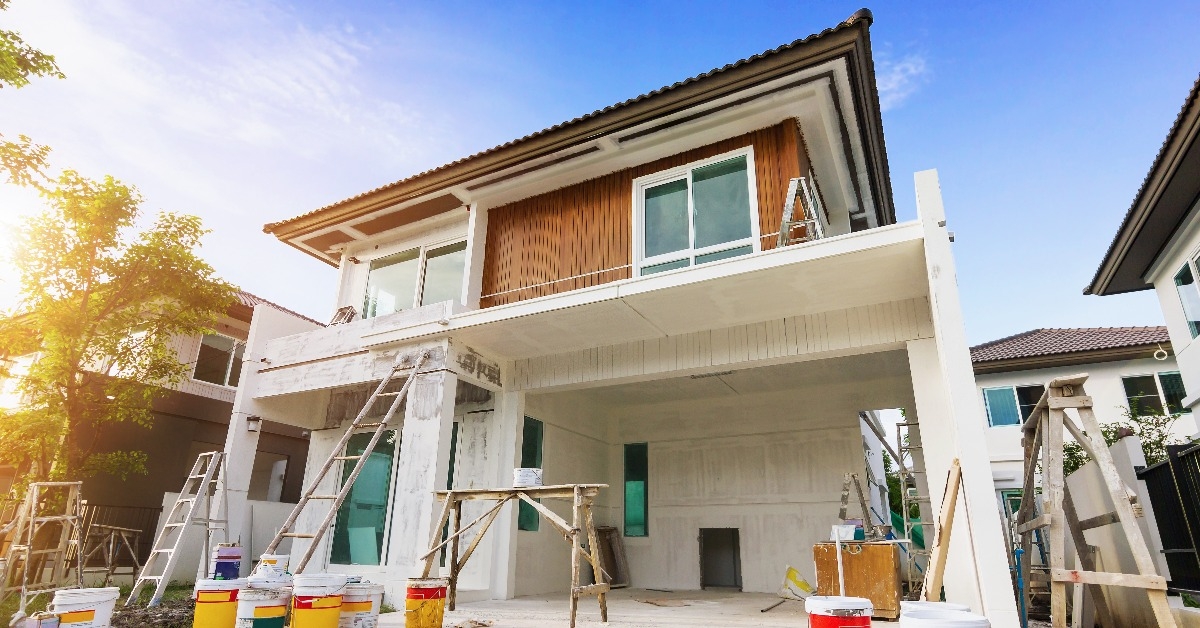 new house under construction and painting