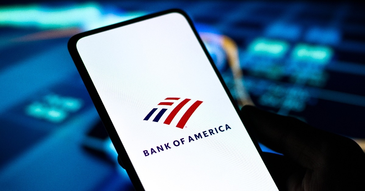 Bank of America logo on phone screen