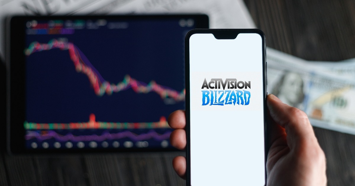smartphone with Activision Blizzard logo