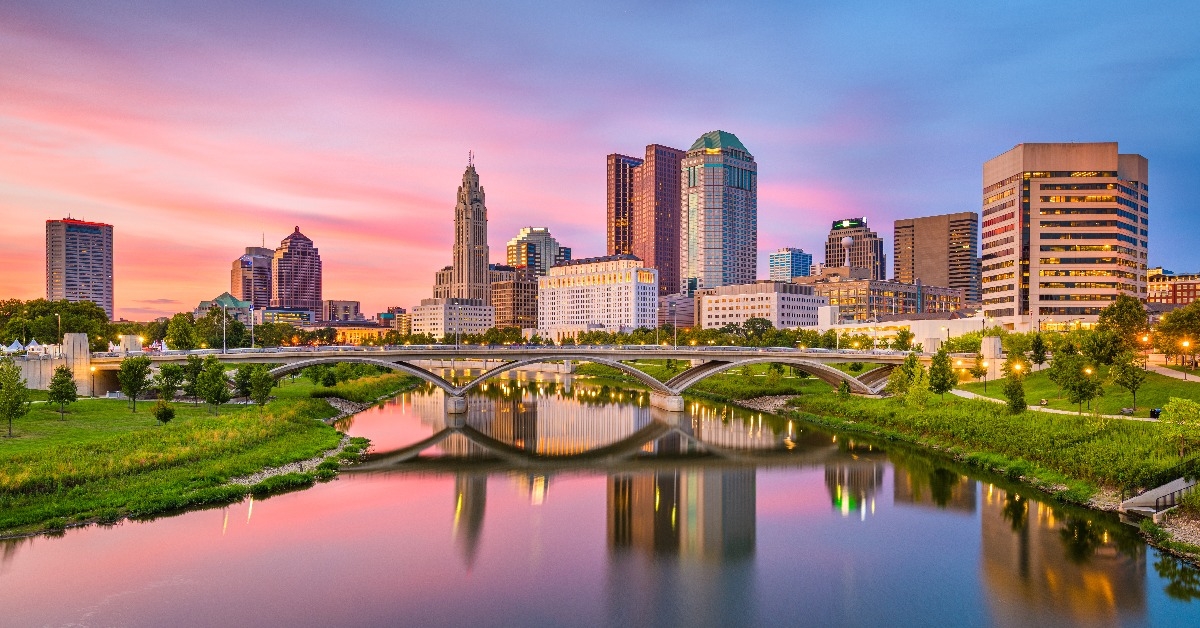 Columbus Ohio USA skyline on the river