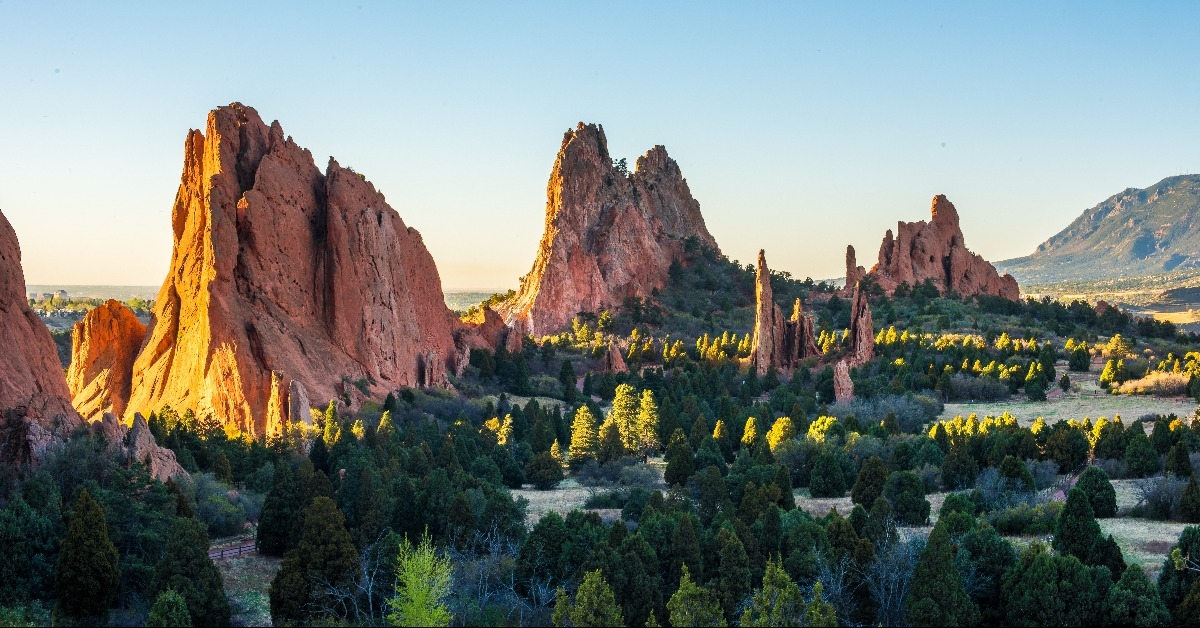 sunrise at the Garden of the Gods in Colorado Springs