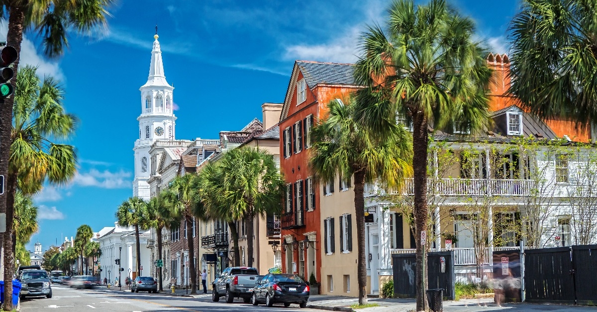 St. Michaels Church and Broad St. in Charleston SC