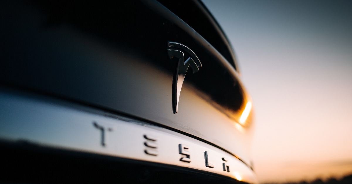 Tesla Model X P100D interior logo at the rear trunk