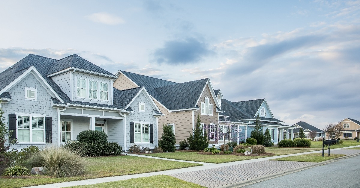 street view of a new construction neighborhood 