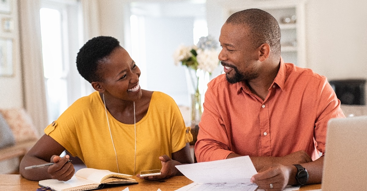 mature couple managing home finance