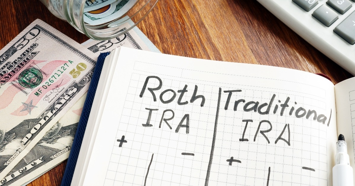 Roth IRA vs Traditional IRA written in the notepad 