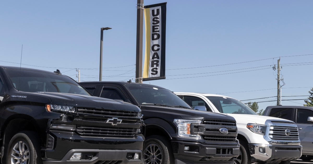 Trucks on a used car lot