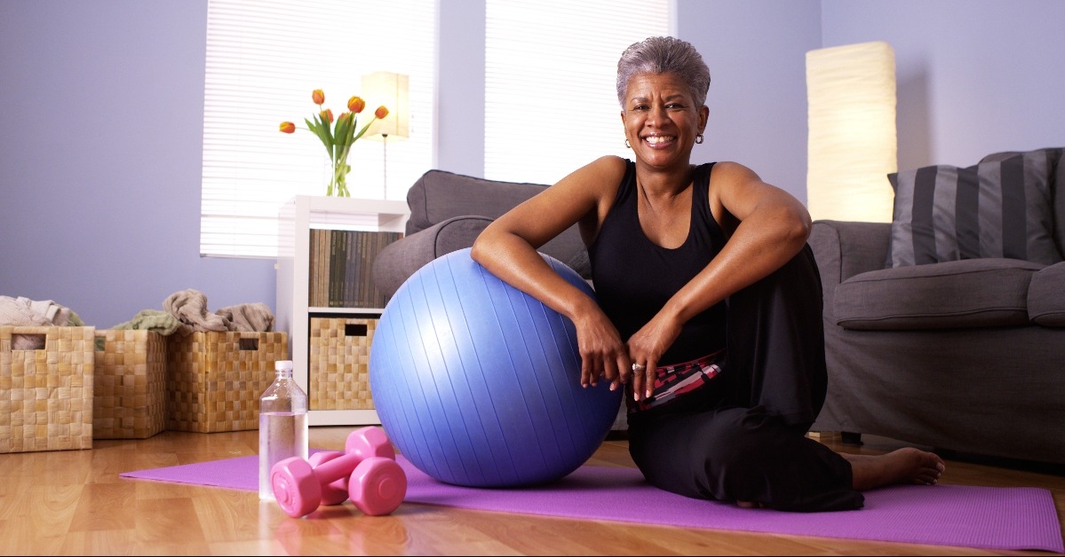 grandmother happy after working out 