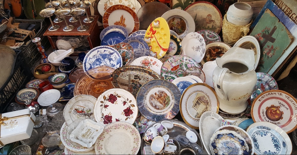 antiques for sale at the famous flea market on Athens Greece