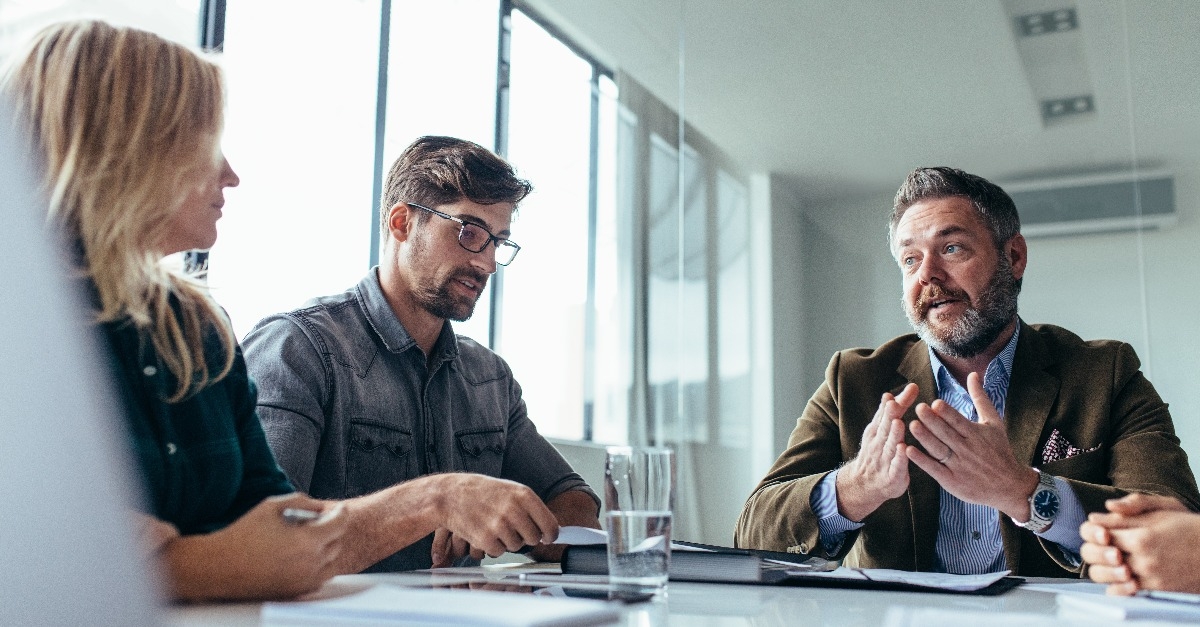 team of business professionals having a meeting