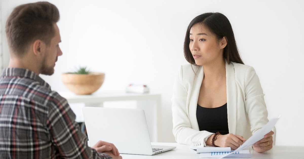 woman executive scolding employee