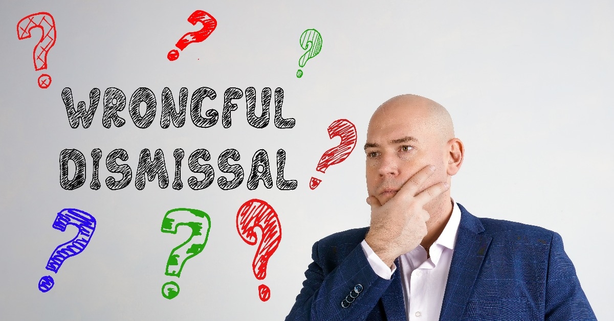 wrongful dismissal question marks phrase on the side