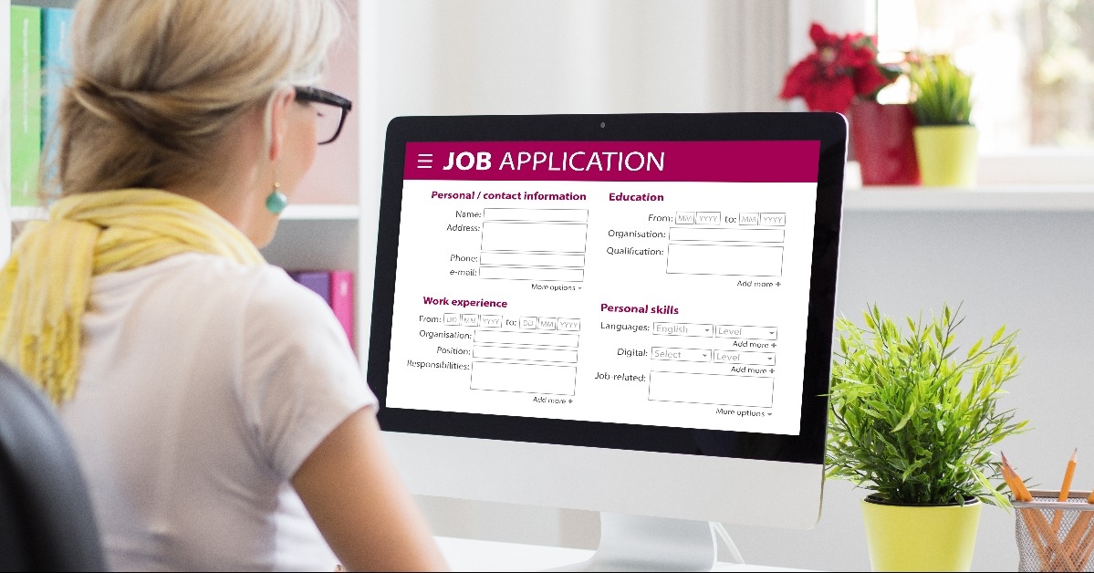 job application form on computer