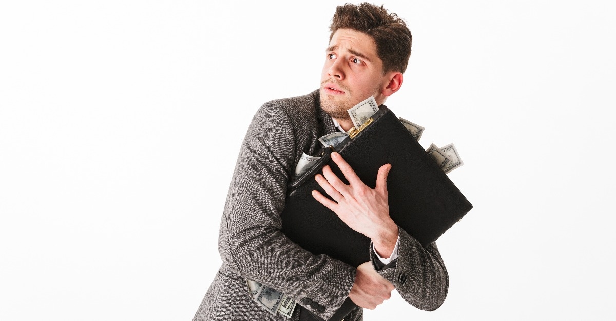 scared young businessman 