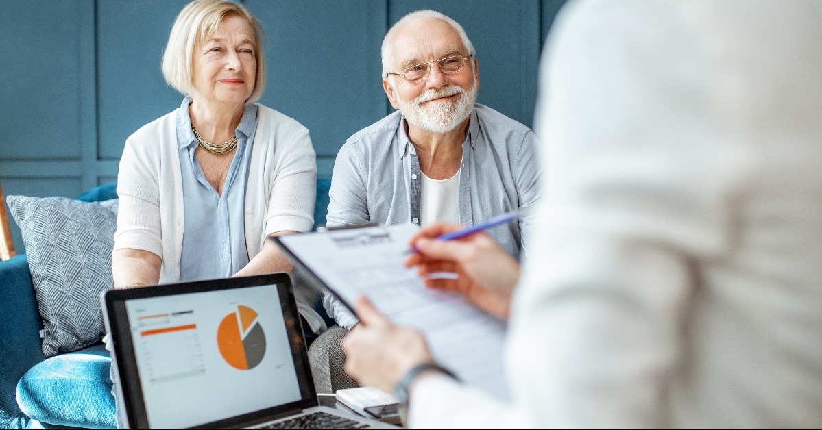 senior couple during the meeting with a financial consultant