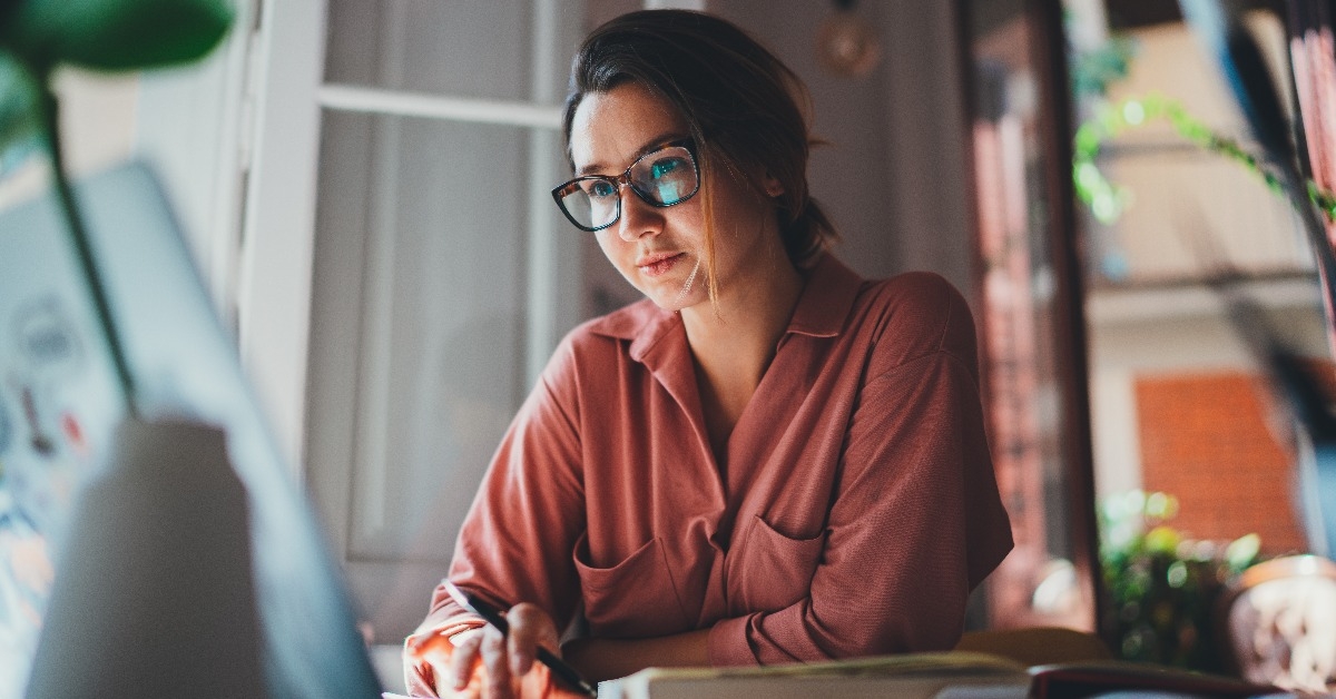 female graphic designer working in modern studio