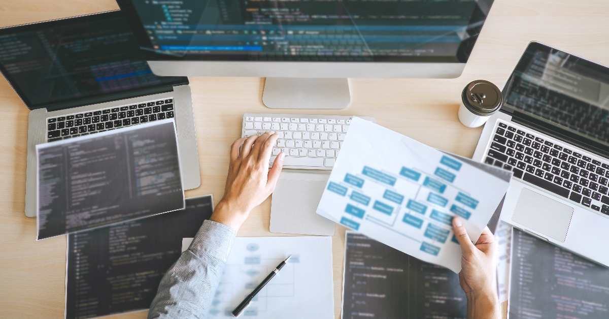 professional developer programmer working a software website 