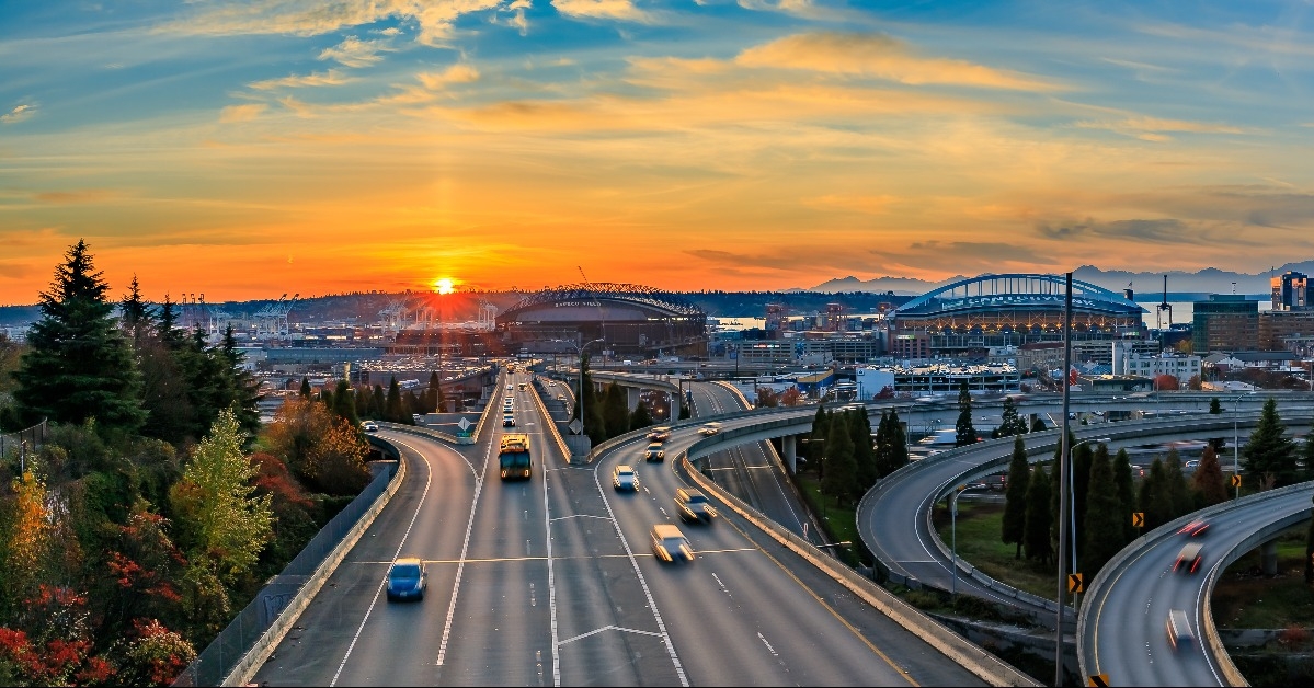 Seattle downtown skyline sunset from Dr Jose Rizal