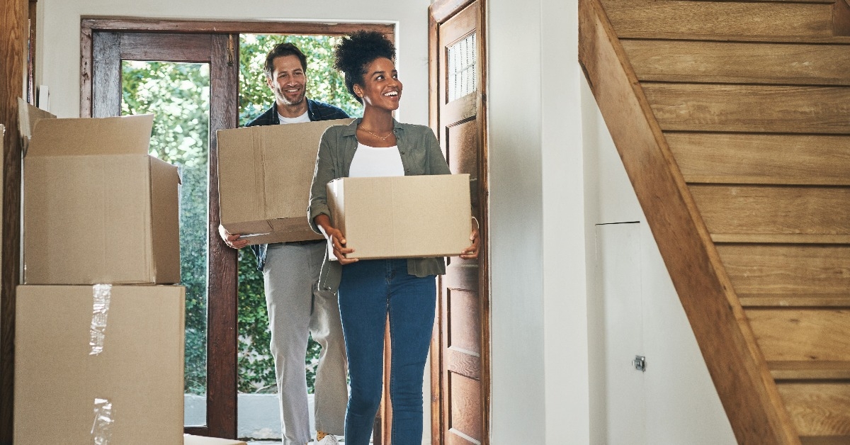 couple moving into a new modern house