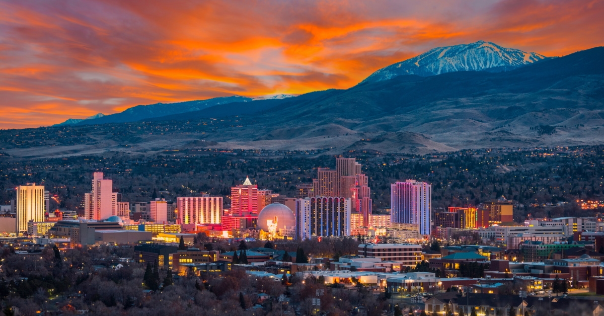 reno skyline during sunset